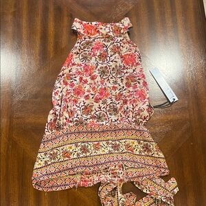 Floral Halter  with Pink and Orange Patterns